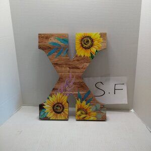 COLLECTIVE HOME - 12" Wood Lettes X for Wall Decor, Sunflower